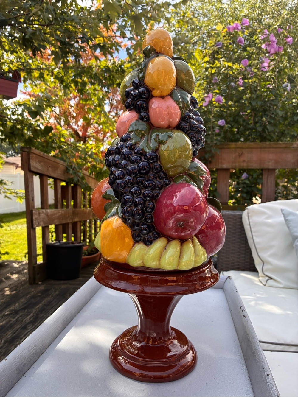 Ceramic Fruit Topiary in Red, Yellow, Green, Orange, Black
